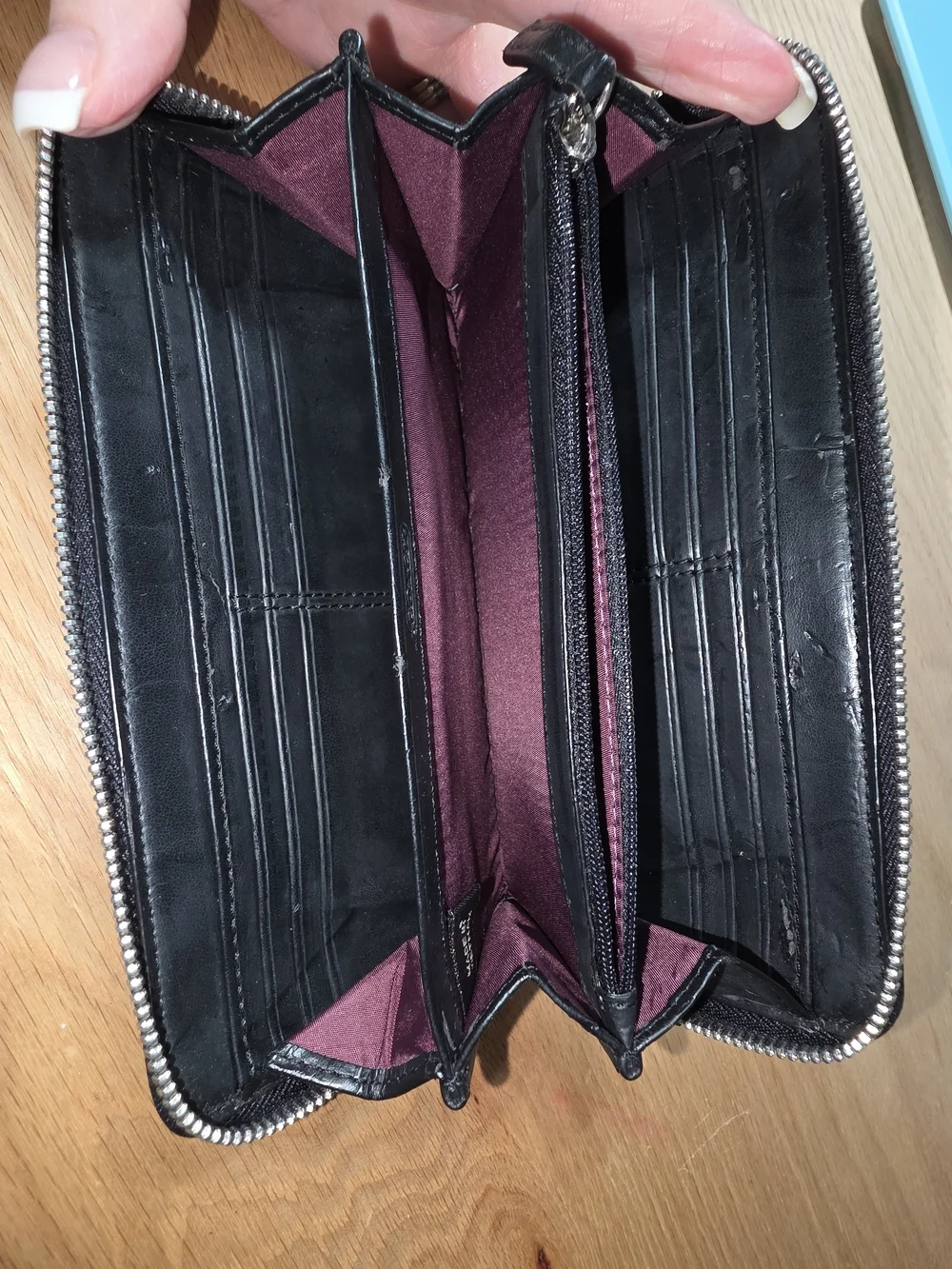 Coach Signature Buckle Zip Wallet in Purple/Black